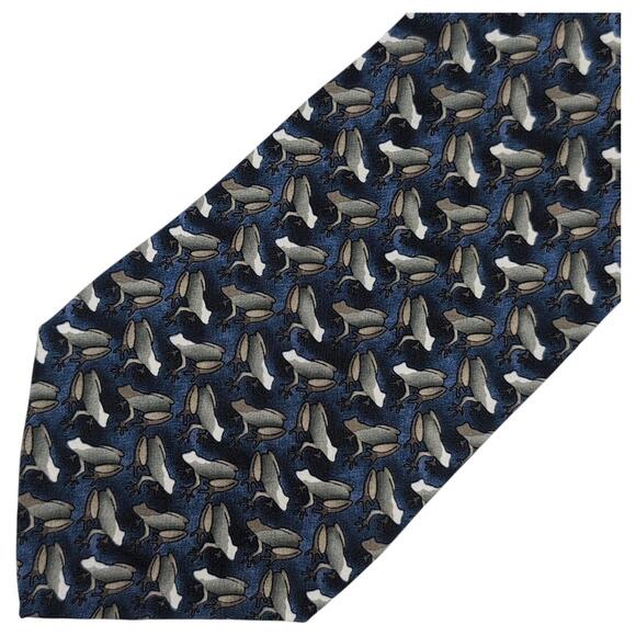 Ties To Nature Frogs Tie Mens Blue Gray Novelty Amphibian Silk Handsewn Nature‎ - Picture 1 of 8